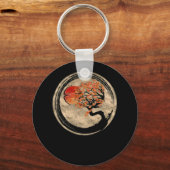 Bonsai Zen Boeddhistische Enso Cirkel Boom In Japa Sleutelhanger (Voorkant)