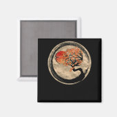 Bonsai Zen Buddhist Enso Circle Tree in het Japans Magneet (Voorkant / Achterkant)