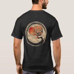 Bonsai Zen Buddhist Enso Circle Tree in het Japans T-shirt