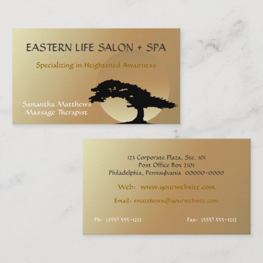 Bonsai Zen Massage Therapist Visitekaartje (Voorkant / Achterkant)