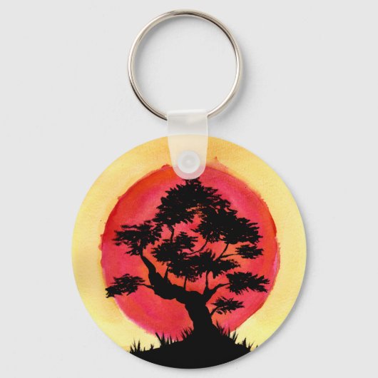 Bonsai Zonsondergang Sleutelhanger (Voorkant)