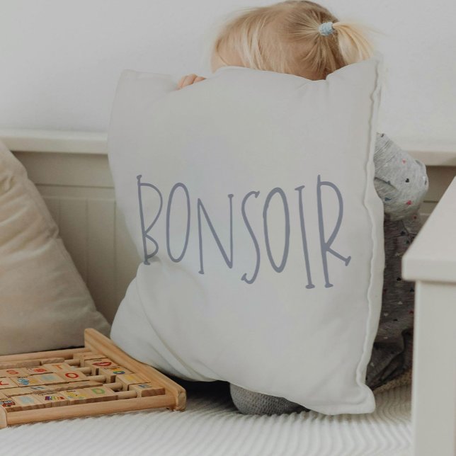 Bonsoir lumbaal kussen (Hand-Lettered Bonsoir Goodnight Pillow)
