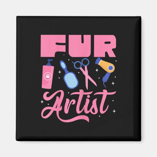 Bont Artiest Hond Groomer Grooming Huisdier Puppy  Magneet (Voorkant)