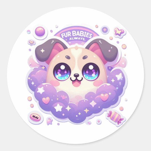 Bont baby's altijd Schattige Kawaii Puppy Craft St Ronde Sticker (Voorkant)