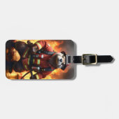 *Bont en vlammen: de brandende brandweerman van de Bagagelabel (Voorkant horizontaal)