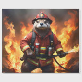 *Bont en vlammen: de brandende brandweerman van de Cadeaupapier (Vlak)