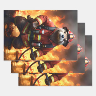 *Bont en vlammen: de brandende brandweerman van de Inpakpapier Vel
