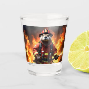 *Bont en vlammen: de brandende brandweerman van de Shot Glas