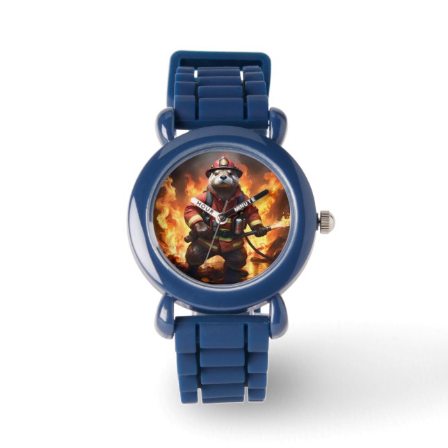 **"Bont en Vlammen: De Otter-brandweerman's Tegenv Horloge (Voorkant)