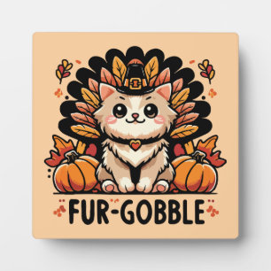 Bont-gobble - Schattigee Thanksgiving Kat Fotoplaat