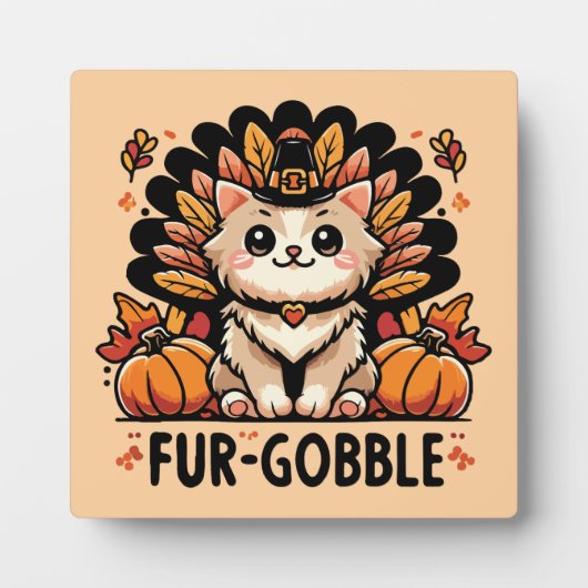 Bont-gobble - Schattigee Thanksgiving Kat Fotoplaat (Voorkant)