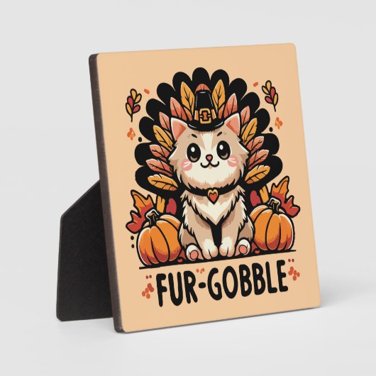 Bont-gobble - Schattigee Thanksgiving Kat Fotoplaat (Voorkant)