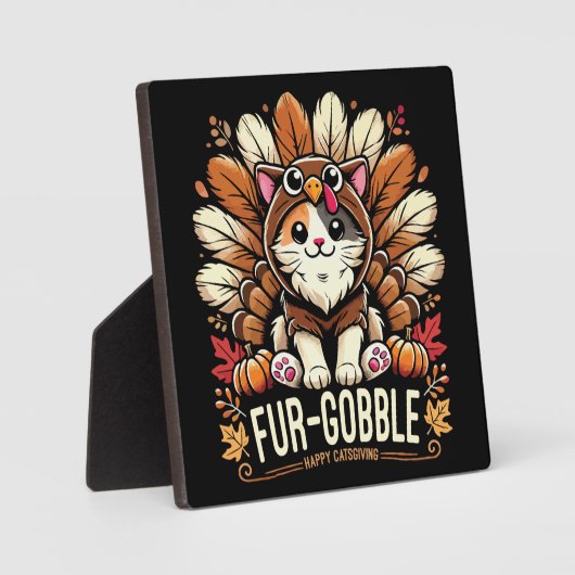 Bont-gobble - Schattigee Thanksgiving Kat Fotoplaat (Voorkant)
