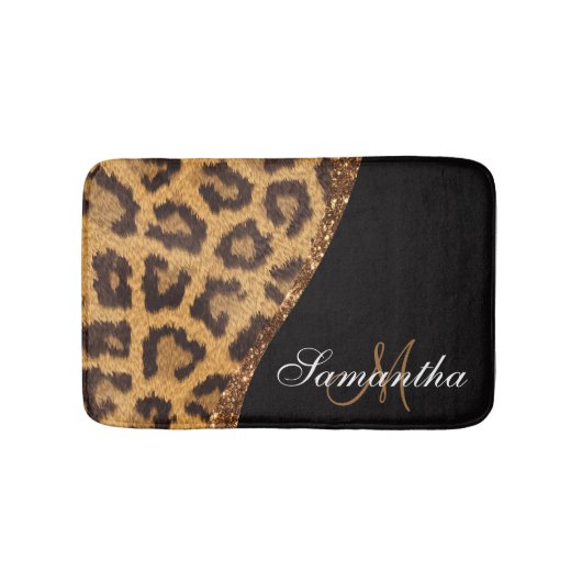 Bont Luipaard Print en Glitter Badmat (Voorkant)
