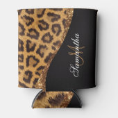 Bont Luipaard Print en Glitter Blikjeskoeler (Voorkant)