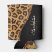 Bont Luipaard Print en Glitter Blikjeskoeler (Achterkant)