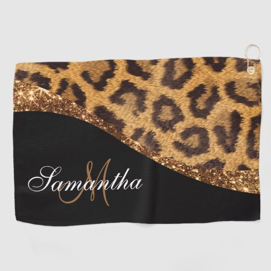 Bont Luipaard Print en Glitter Golfhanddoek (Horizontaal)