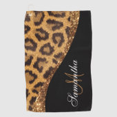 Bont Luipaard Print en Glitter Golfhanddoek (Voorkant)