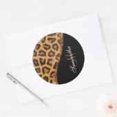 Bont Luipaard Print en Glitter Ronde Sticker (Envelop)
