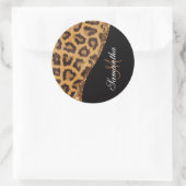 Bont Luipaard Print en Glitter Ronde Sticker (Tas)