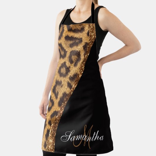 Bont Luipaard Print en Glitter Schort (Insitu)