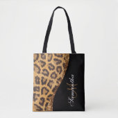 Bont Luipaard Print en Glitter Tote Bag (Voorkant)