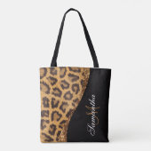 Bont Luipaard Print en Glitter Tote Bag (Achterkant)