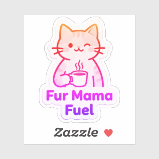 Bont Mama Brandstof – Koffiekop Kat Moeder Sticker (Vel)