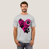 Bont Papa Grote Roze Hart Poot Prints Liefde Gift T-shirt (Voorkant volledig)