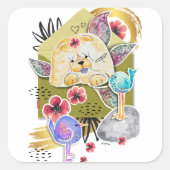 BONT-ST KLASSE MAIL Chow hond Vierkante Sticker (Voorkant)