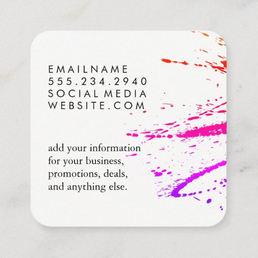 bont vierkante visitekaartje (Achterkant)