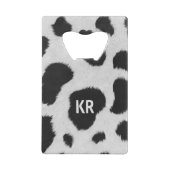 Bontachtergrond zwarte en witte koe creditkaart flessenopener (Achterkant)