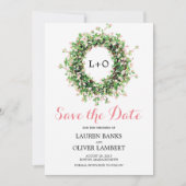 Bontanale roze ventilator Wreator | Datum opslaan Save The Date (Voorkant)