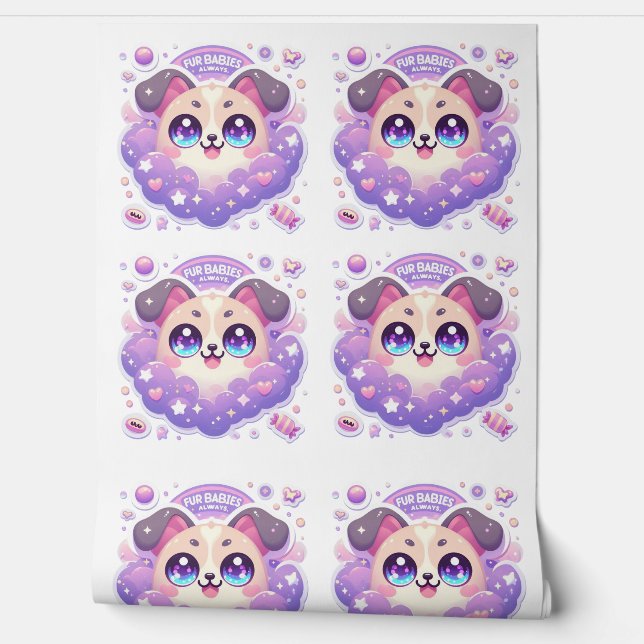 Bontbaby's altijd Schattige Kawaii Puppy muurschil Behang (Afrollen)