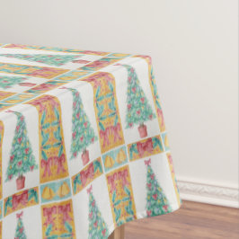 Bontbomen met rode strikken Gouden klokken voor Ke Tafelkleed