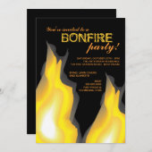 Bontbrand Campfire Flams on Black Invitation Kaart (Voorkant / Achterkant)