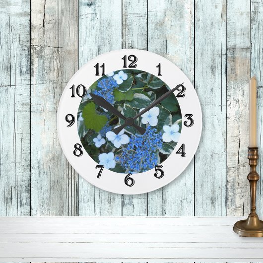 Bonte Blauwe Hortensia Wandklok