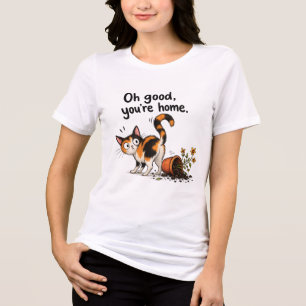 Bonte Kat Grappige Kat Bloempot Ramp Tri-Blend Shirt