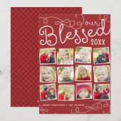 Bonte kerstfotokaart voor verslaafd jaar in rood feestdagenkaart (Voorkant / Achterkant)