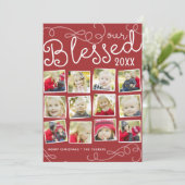 Bonte kerstfotokaart voor verslaafd jaar in rood feestdagenkaart (Staand voorkant)