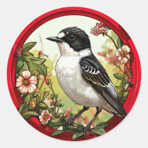 🌿 Bonte vliegenvanger Vogel Voor Natuurliefhebber Ronde Sticker