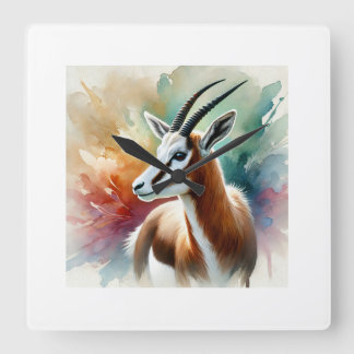 Bontebok in watercolor 220924AREF116 - Watercolor Vierkante Klok