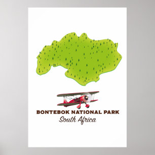 Bontebok Nationaal Park Zuid-Afrika kaart Poster