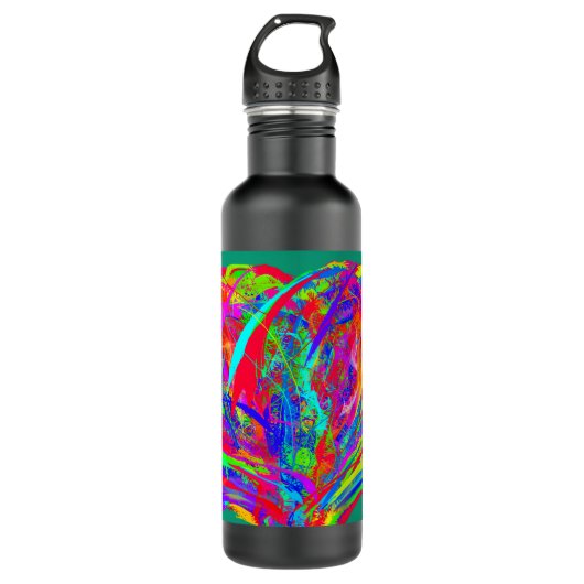 Bontgekleurde regenboogkleurige bloemenwaterfles waterfles  (Voorkant)