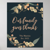 Bonthouse Navy Botanical Thanksgiving Quote Family Poster (Voorkant)