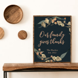 Bonthouse Navy Botanical Thanksgiving Quote Family Poster