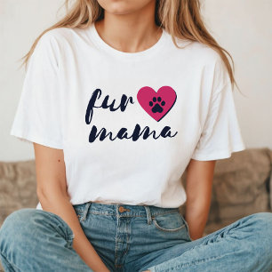 bontmama   Zwart en roze Heart Paw Print T-shirt