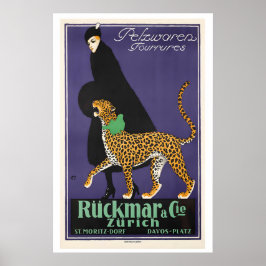 Bontproducten Fourrures Zürich Zwitserland Vintage Poster
