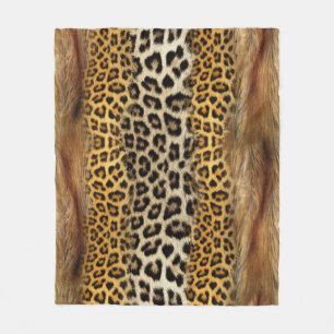 Bonttextuur: vos en luipaard. fleece deken