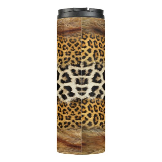 Bonttextuur: vos en luipaard. thermosbeker (Achterkant)